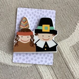 Happy Everything Thanksgiving mini Pilgrim and Native American attachment. EUC